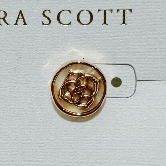 Kendra Scott Dira Coin Stud Earrings Women's Rose Gold Plated Abalone Shell NWT - Picture 6 of 8
